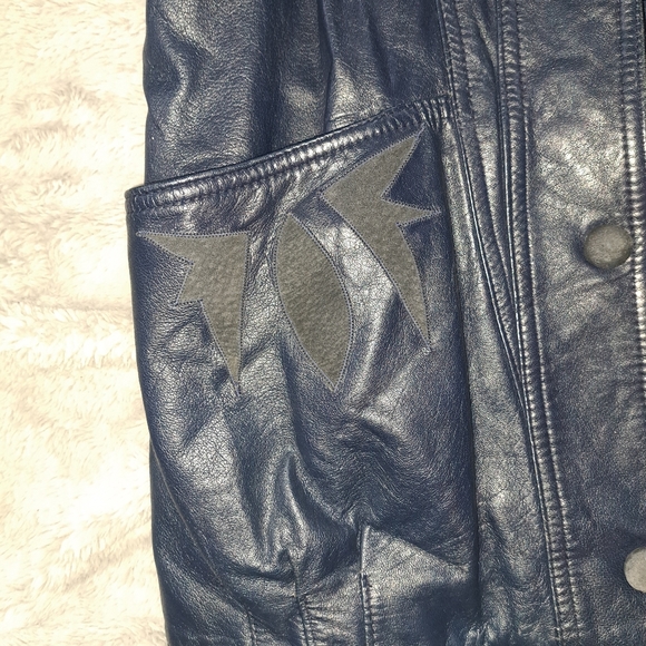 COPY - S (mens) Vintage Braemar by Jeremy Scott Deep Royal Blue Leather Jacket - Picture 6 of 8